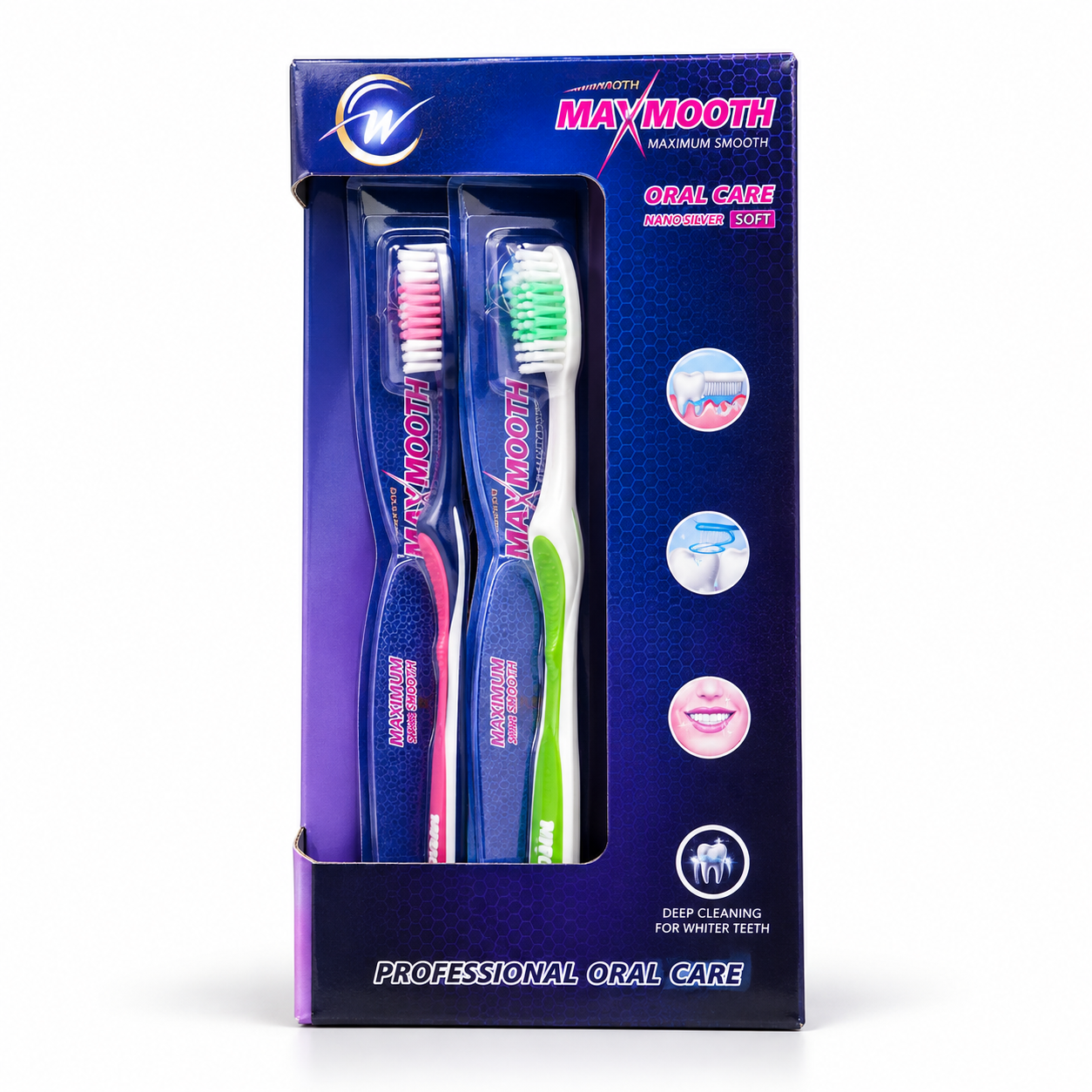 پک 2 عددی مسواک نرم MAXMOOTH مدل Professional Oral Care